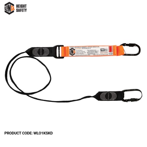 LINQ SHOCK ABSORBING WEBBING LANYARD SNG LEG 1 X SG KARABINER